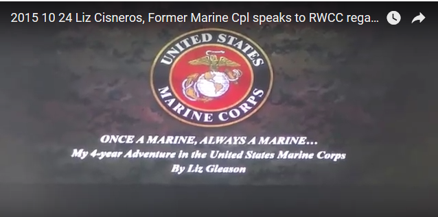 Former Marine Liz Cisneros speaks to RWCC